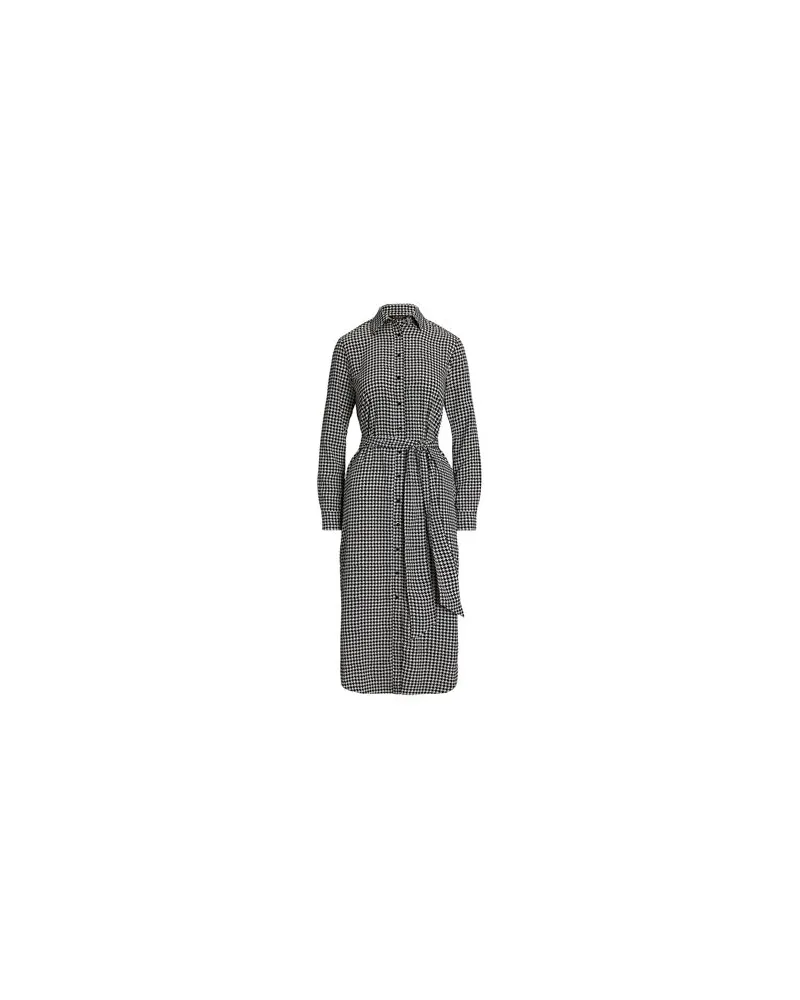 Ralph Lauren HOUNDSTOOTH BELTED CREPE SHIRTDRESS  - KLEIDER - Midi-Kleiderauf YOOX.COM Schwarz