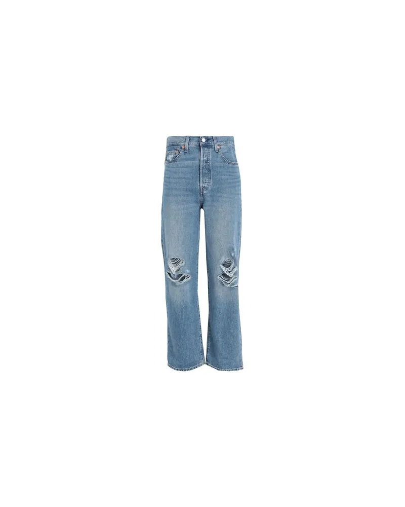 Levi's RIBCAGE STRAIGHT ANKLE - WORN IN  - HOSEN & RÖCKE - Jeanshosenauf YOOX.COM Blau