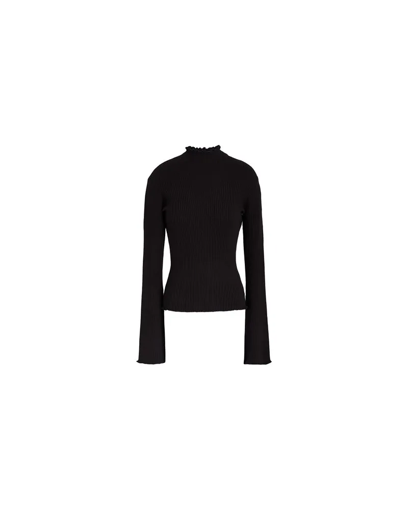 8 by Yoox VISCOSE RIB BELL SLEEVE LETTUCE TRIM KNIT TOP  - STRICKWAREN - Rollkragenpulloverauf YOOX.COM Schwarz