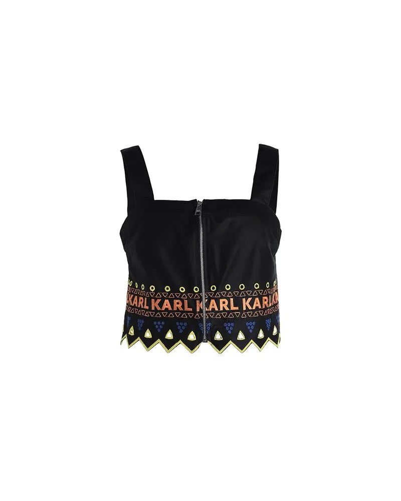 Karl Lagerfeld EMBROIDERED TOP  - TOPS - Topsauf YOOX.COM Schwarz