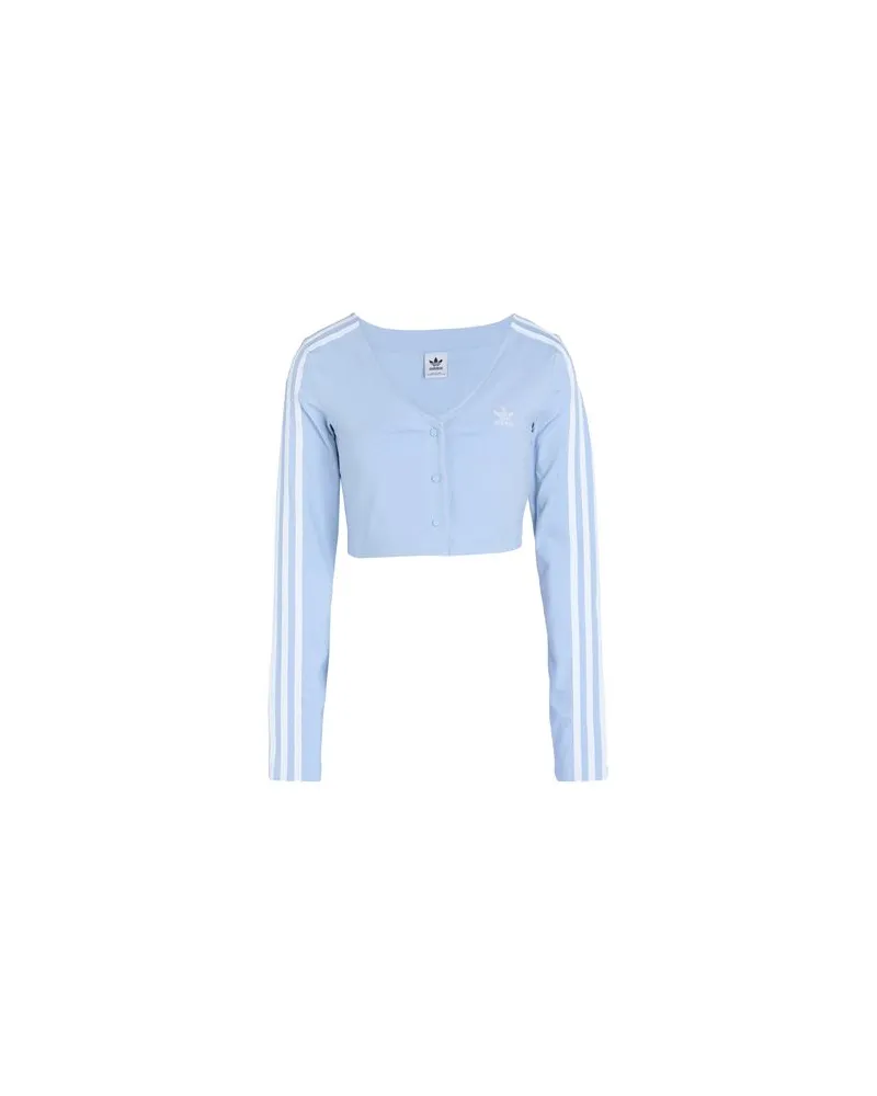 adidas ADICOLOR CLASSICS 3 STRIPES BUTTON LONGSLEEVE  - TOPS - T-shirtsauf YOOX.COM Hellblau
