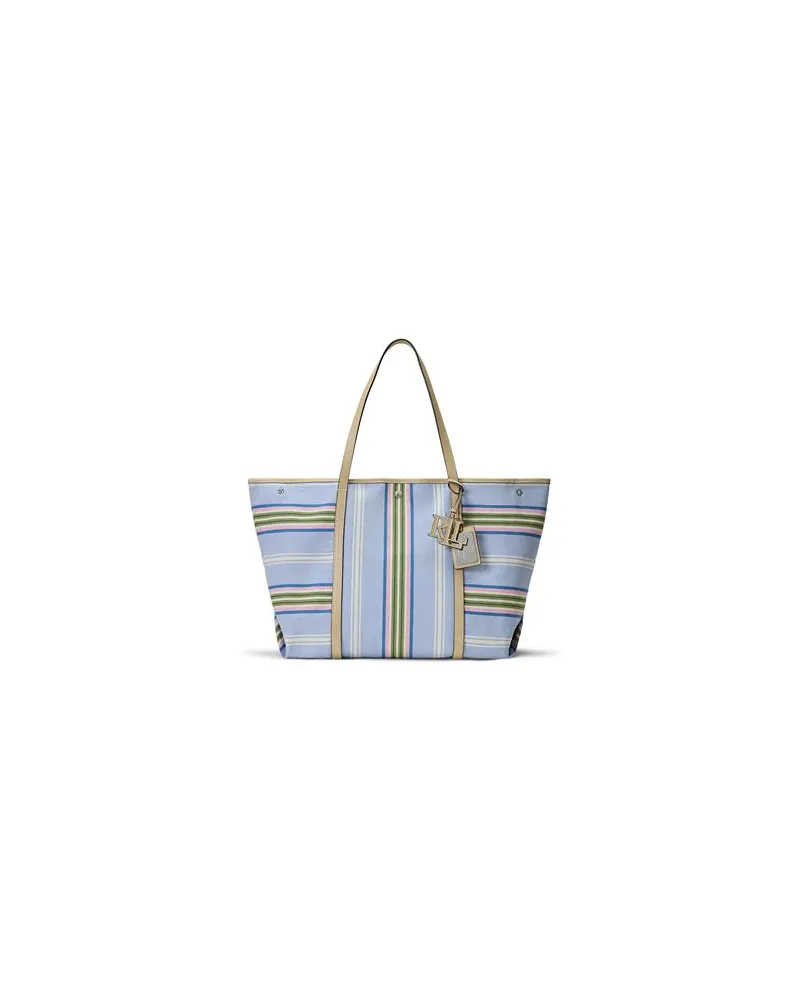 Ralph Lauren STRIPED TWILL LARGE EMERIE TOTE  - TASCHEN - Handtaschenauf YOOX.COM Himmelblau