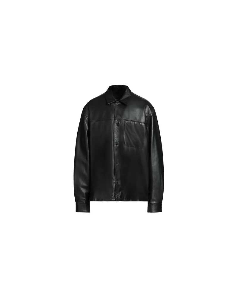 8 by Yoox LEATHER LONG SLEEVE SHIRT  - TOPS - Hemdenauf YOOX.COM Schwarz