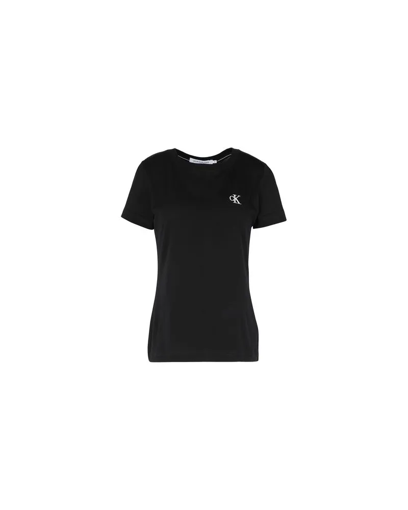 Calvin Klein CK EMBROIDERY SLIM   - TOPS - T-shirtsauf YOOX.COM Schwarz