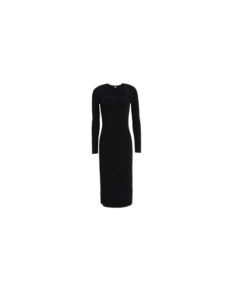 Karl Lagerfeld LS CUT OUT KNIT DRESS  - KLEIDER - Midi-Kleiderauf YOOX.COM Schwarz