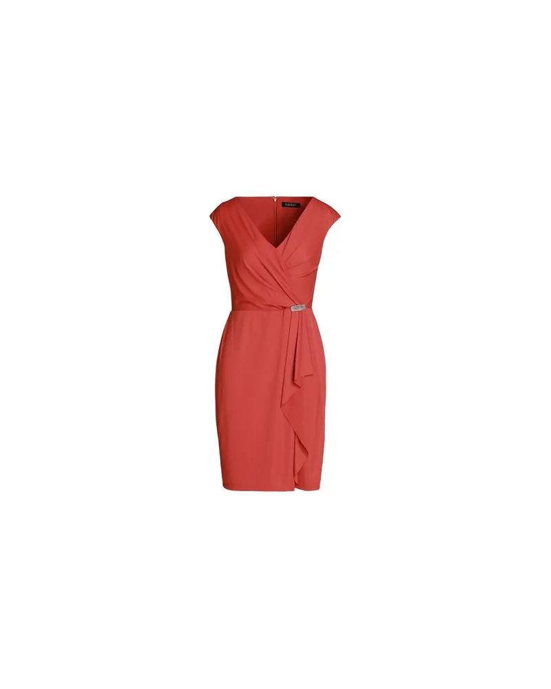 Ralph Lauren JERSEY CAP-SLEEVE COCKTAIL DRESS  - KLEIDER - Mini-Kleiderauf YOOX.COM Ziegelrot