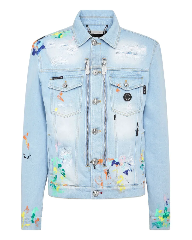 Philipp Plein Jeansjacke/-mantel Himmelblau