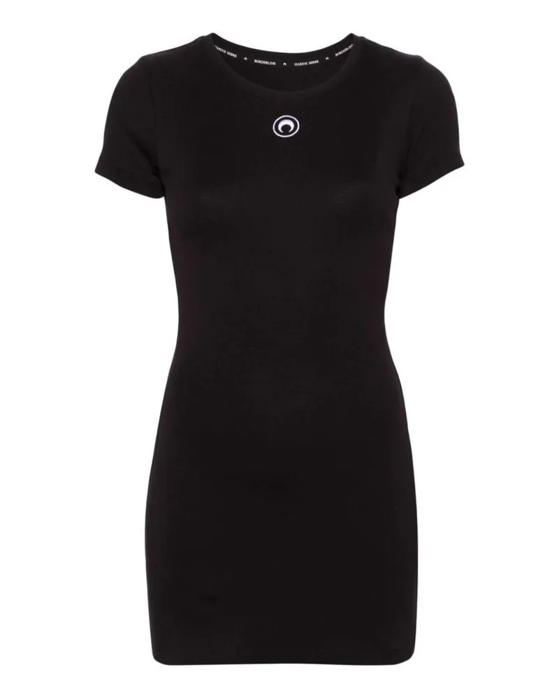 Marine Serre Mini-Kleid Schwarz