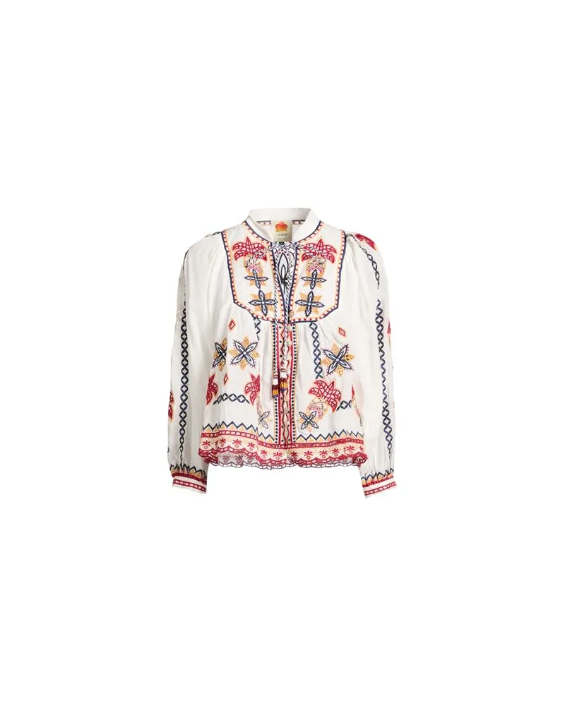 FARM Rio MARYS TILES OFF-WHITE EMBROIDERED BLOUSE  - TOPS - Hemdenauf YOOX.COM Weiß