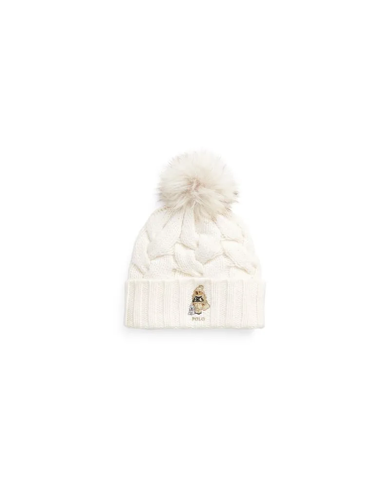 Ralph Lauren POLO BEAR CABLE-KNIT POM-POM BEANIE  - ACCESSOIRES - Mützen & Hüteauf YOOX.COM Weiß