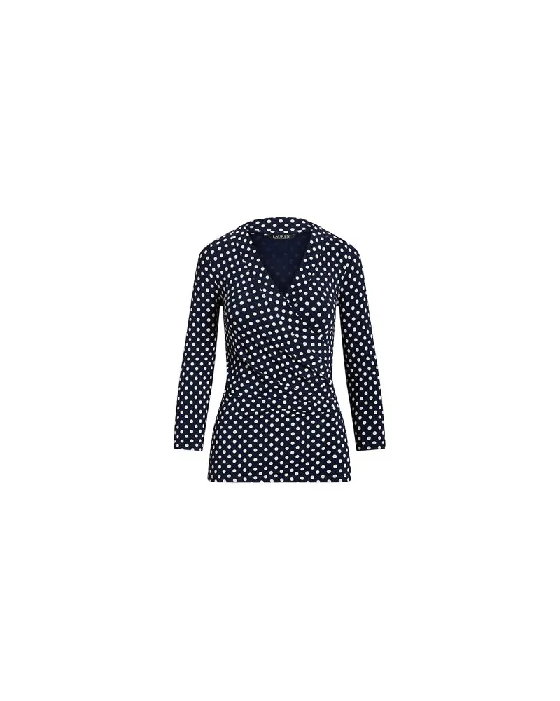 Ralph Lauren POLKA-DOT SURPLICE JERSEY TOP  - TOPS - Topsauf YOOX.COM Marineblau
