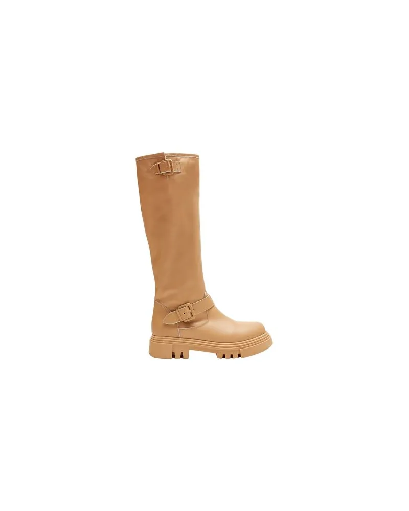 8 by Yoox LEATHER BIKER TALL BOOTS  - SCHUHE - Stiefelauf YOOX.COM Sand
