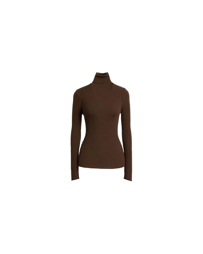 Wolford MERINO FINE RIB TOP LONG SLEEV  - STRICKWAREN - Rollkragenpulloverauf YOOX.COM Schokobraun