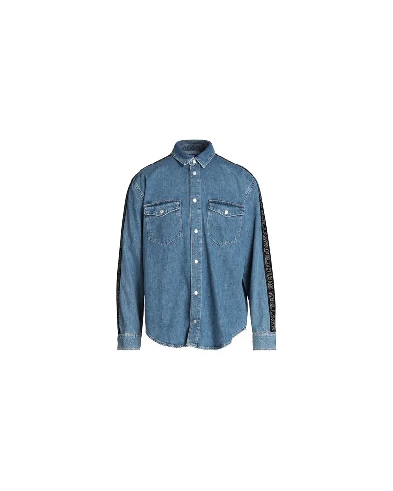 Karl Lagerfeld KLJ RELAXED LOGO DENIM SHIRT  - TOPS - Jeanshemdenauf YOOX.COM Blau
