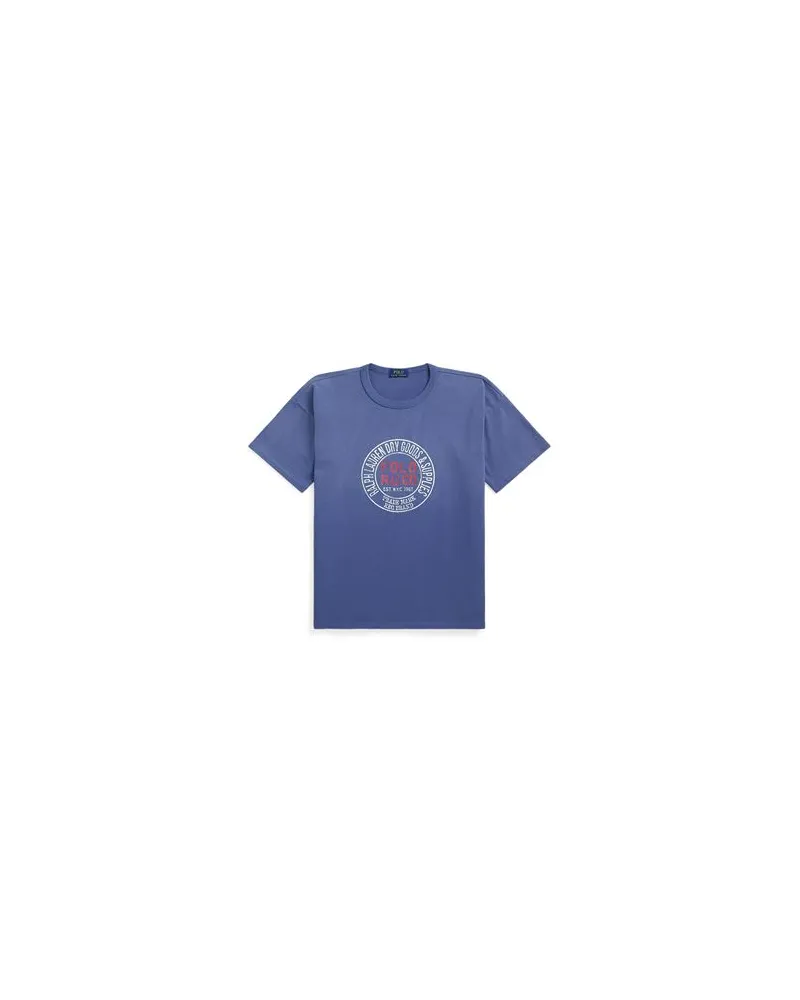 Ralph Lauren CLASSIC FIT JERSEY GRAPHIC T-SHIRT - TOPS - T-shirtsauf YOOX.COM Taubenblau