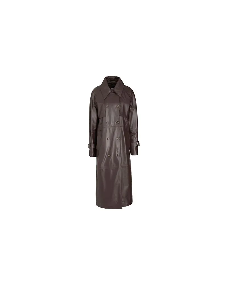 8 by Yoox LEATHER OVERSIZE MAXI COAT  - JACKEN & MÄNTEL - Mäntelauf YOOX.COM Schokobraun