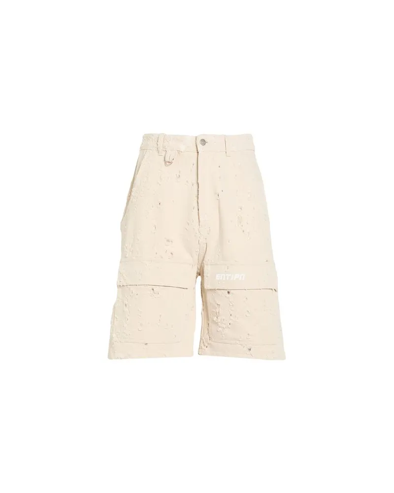 ENTERPRISE JAPAN HOSEN & RÖCKE - Jeansshortsauf YOOX.COM Cremeweiß