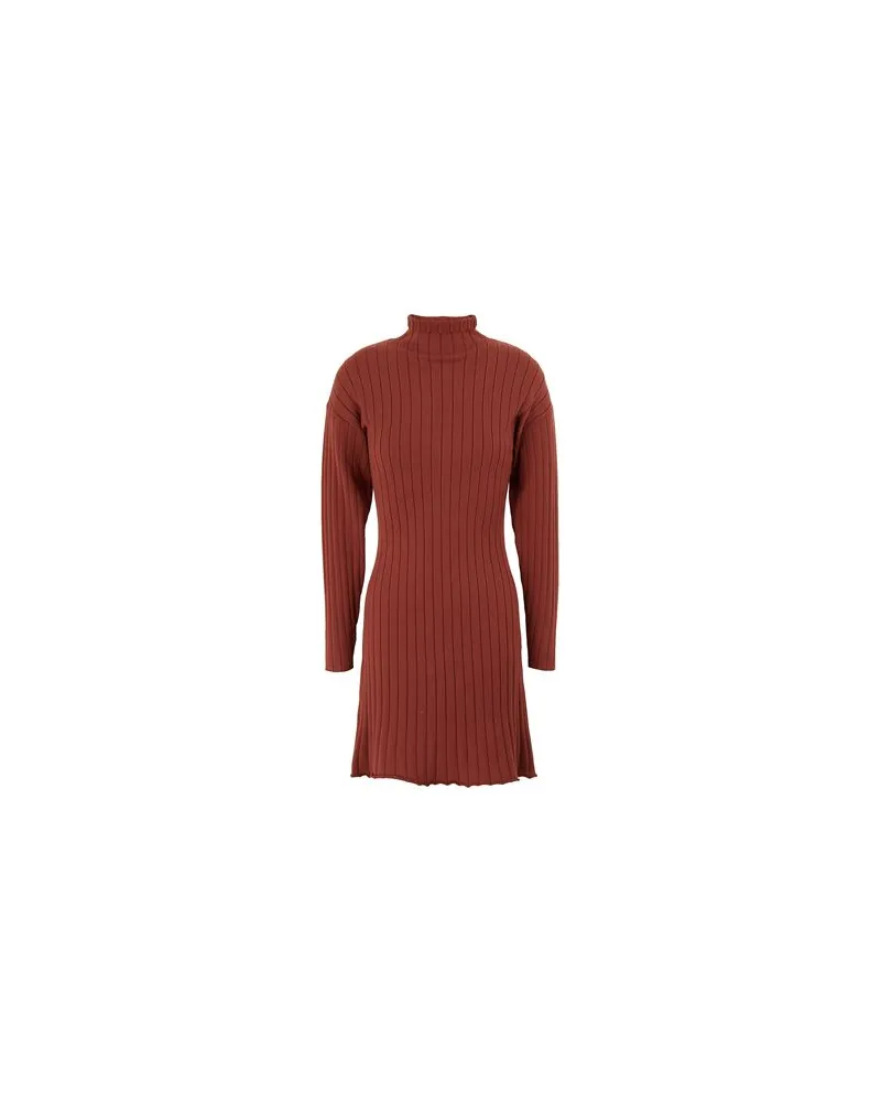 8 by Yoox MOCK-NECK KNIT L/SLEEVE MINI DRESS  - KLEIDER - Mini-Kleiderauf YOOX.COM Ziegelrot