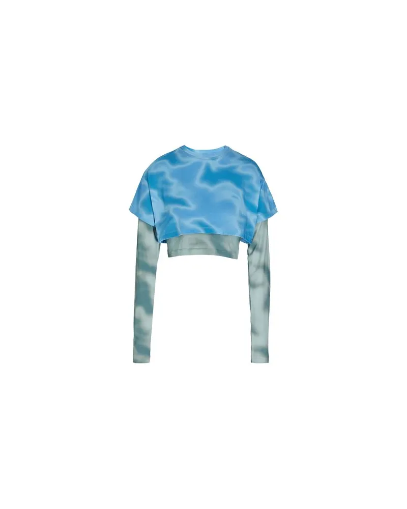 8 by Yoox TIE-DYE PRINTED JERSEY DOUBLE LAYER T-SHIRT  - TOPS - T-shirtsauf YOOX.COM Azurblau