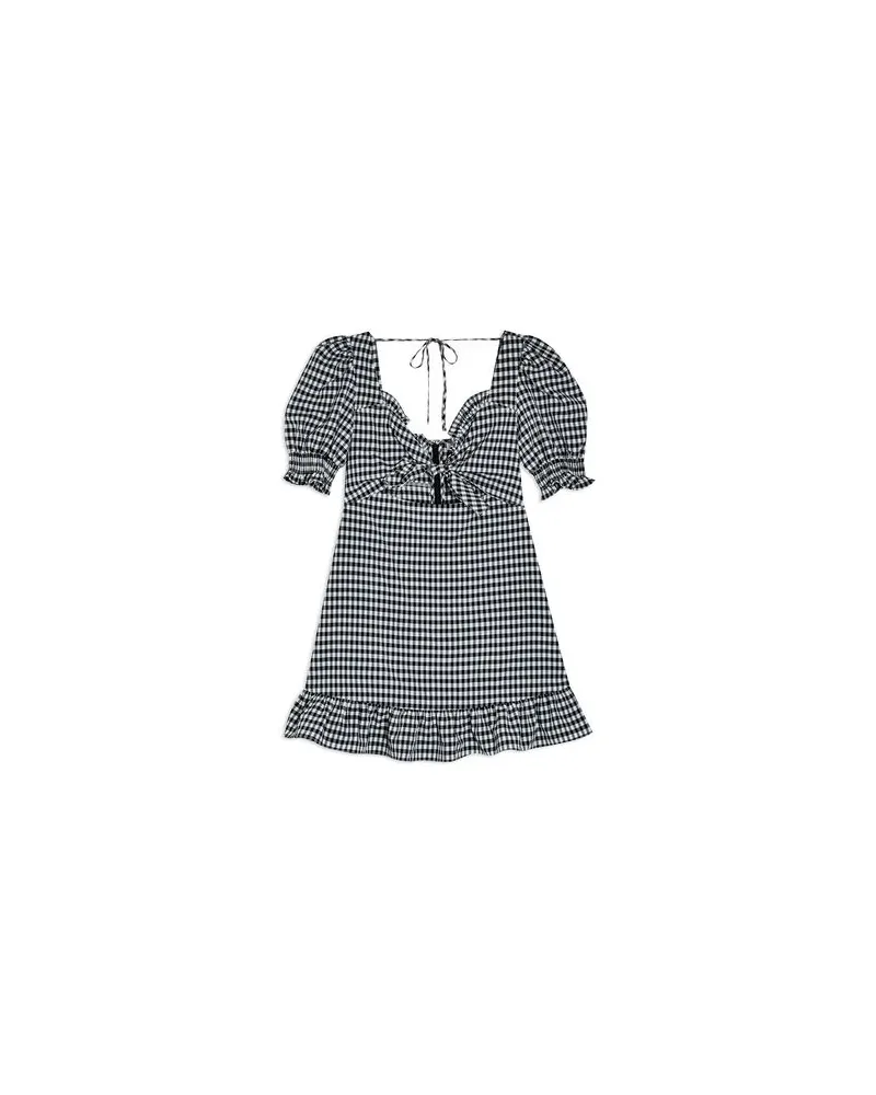 Topshop NAVY GINGHAM TIE FRONT MINI DRESS   - KLEIDER - Mini-Kleiderauf YOOX.COM Nachtblau