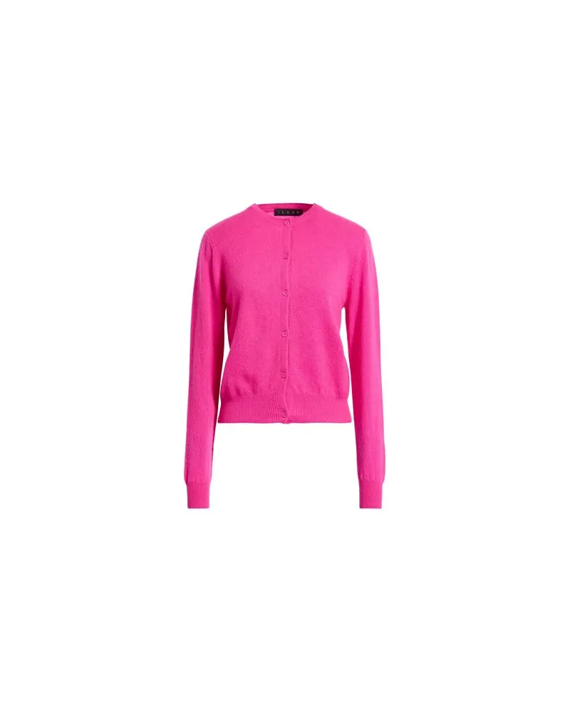 Icona By Kaos STRICKWAREN - Strickjackenauf YOOX.COM Fuchsia