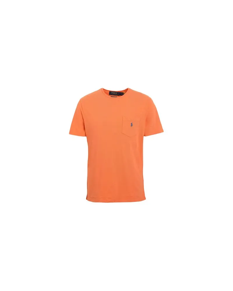 Ralph Lauren CUSTOM SLIM COTTON-LINEN POCKET T-SHIRT  - TOPS - T-shirtsauf YOOX.COM Orange