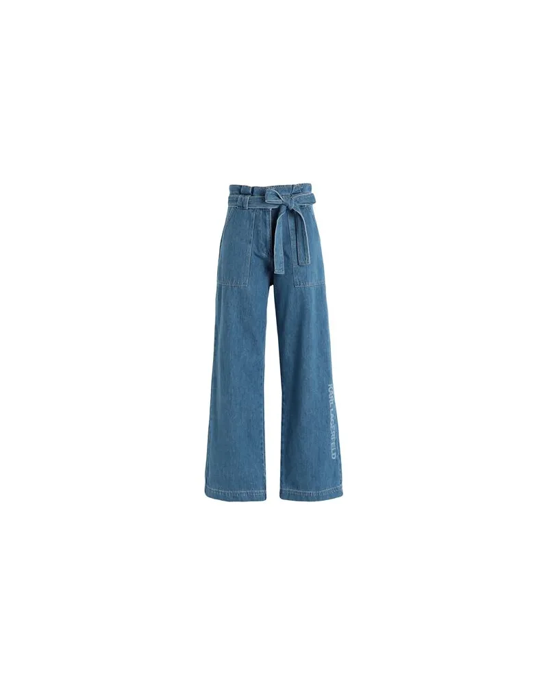 Karl Lagerfeld PAPERBAG WAIST DENIM PANTS  - HOSEN & RÖCKE - Jeanshosenauf YOOX.COM Blau