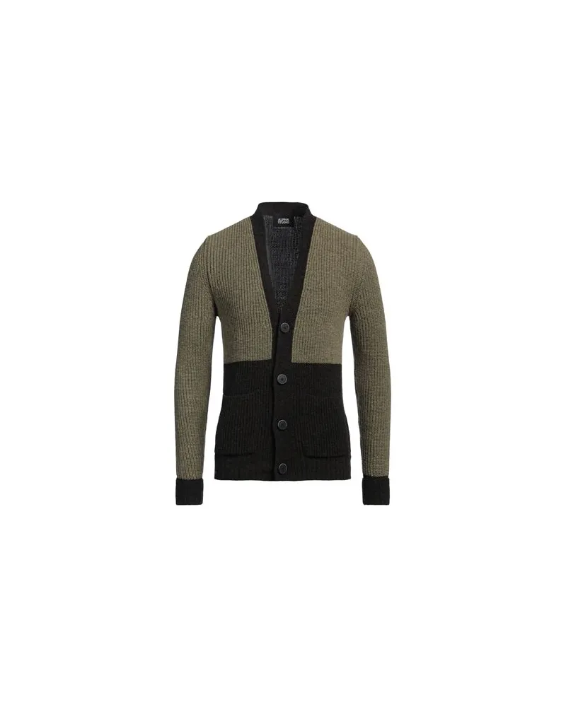 Alpha Studio STRICKWAREN - Strickjackenauf YOOX.COM Militärgrün
