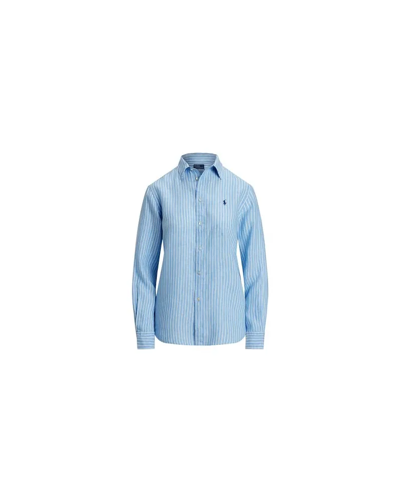 Ralph Lauren CLASSIC FIT STRIPED LINEN SHIRT  - TOPS - Hemdenauf YOOX.COM Hellblau