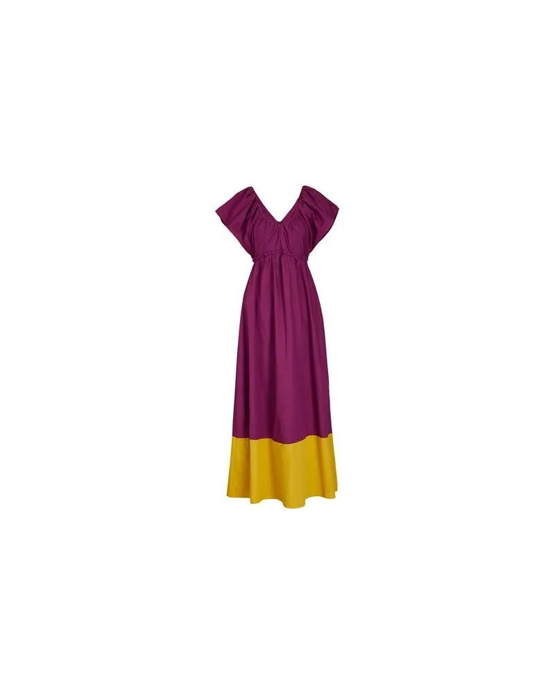8 by Yoox TWO-TONE COTTON DRESS   - KLEIDER - Maxi-Kleiderauf YOOX.COM Pflaume