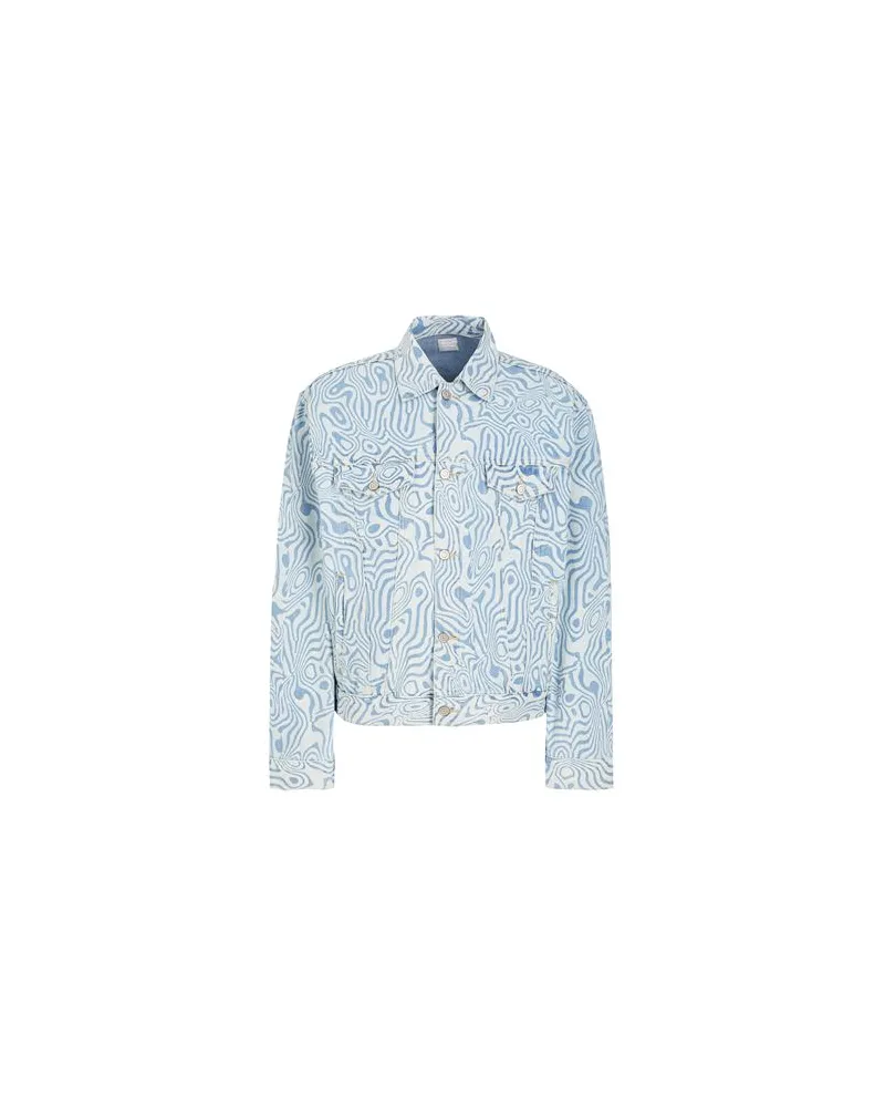 8 by Yoox ORGANIC COTTON PRINTED DENIM OVERSIZE JACKET  - JACKEN & MÄNTEL - Jeansjacken/Mäntelauf YOOX.COM Blau
