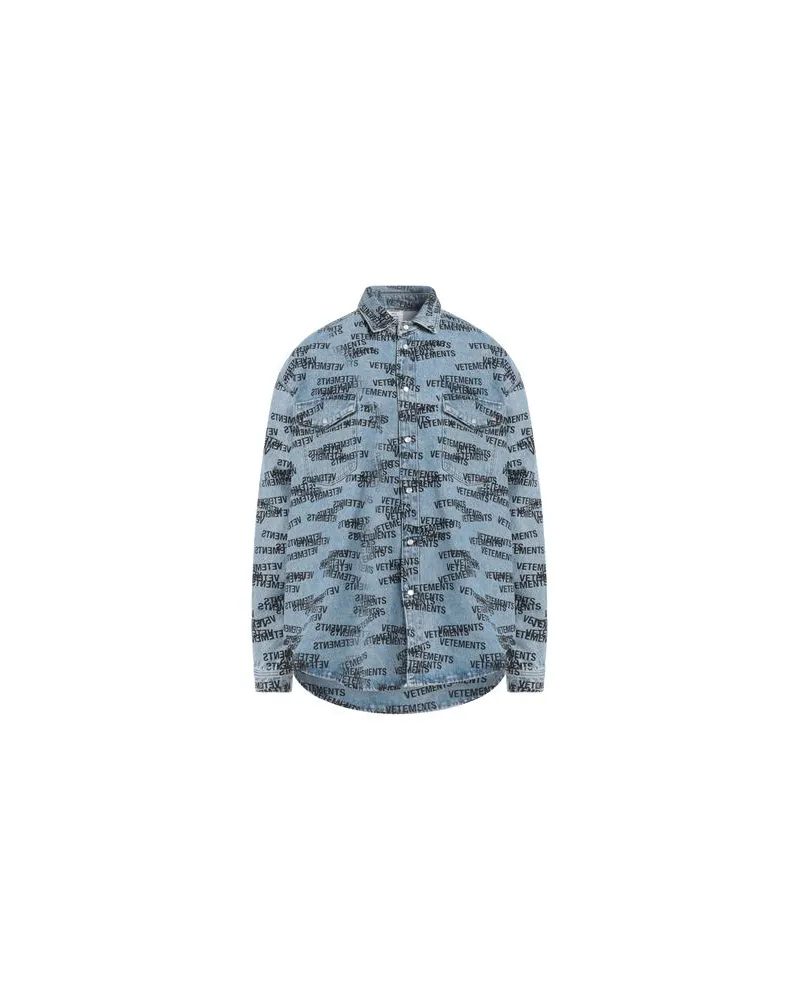 VETEMENTS TOPS - Jeanshemdenauf YOOX.COM Blau