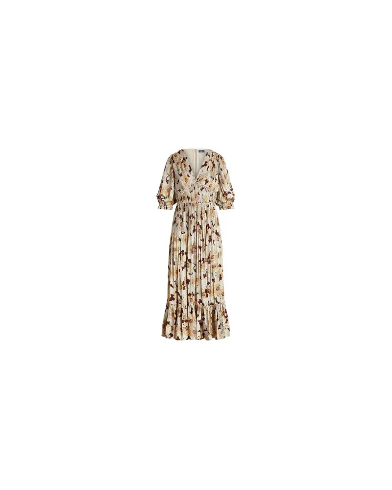 Ralph Lauren FLORAL PLEATED SATIN DRESS  - KLEIDER - Maxi-Kleiderauf YOOX.COM Elfenbein