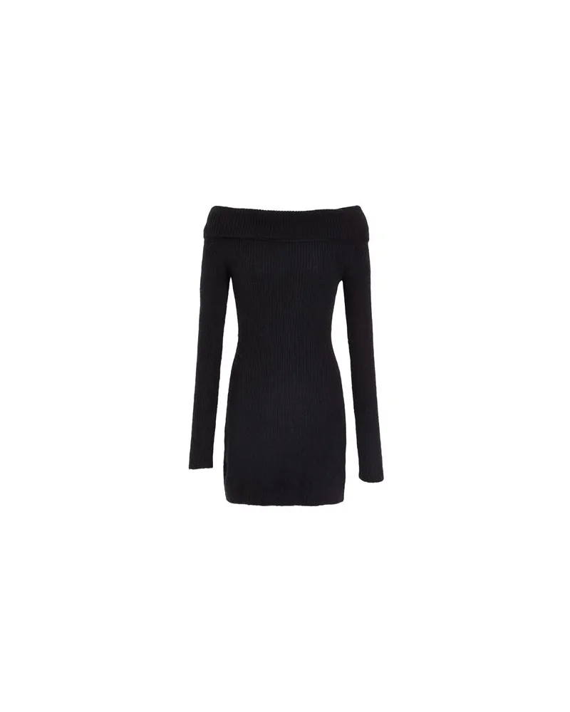 8 by Yoox WOOL BLEND COLD SHOULDER MINI DRESS  - KLEIDER - Mini-Kleiderauf YOOX.COM Schwarz