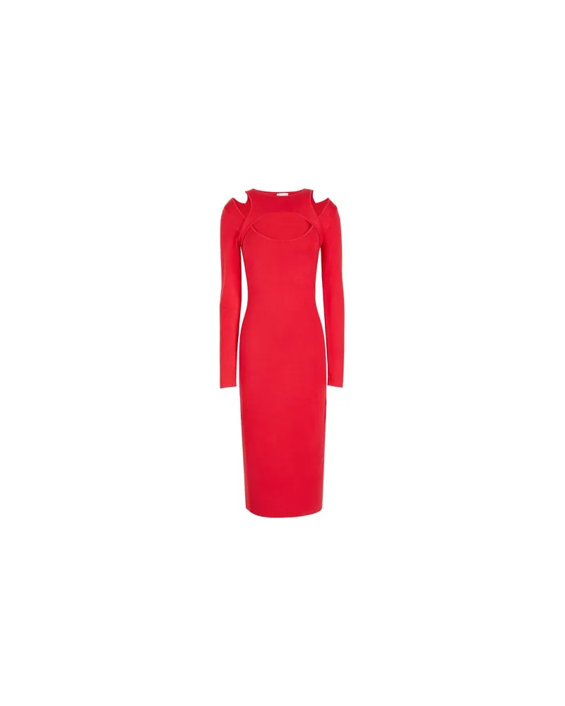 8 by Yoox VISCOSE BLEND LONG SLEEVE CUT OUT KNIT MIDI DRESS  - KLEIDER - Midi-Kleiderauf YOOX.COM Rot