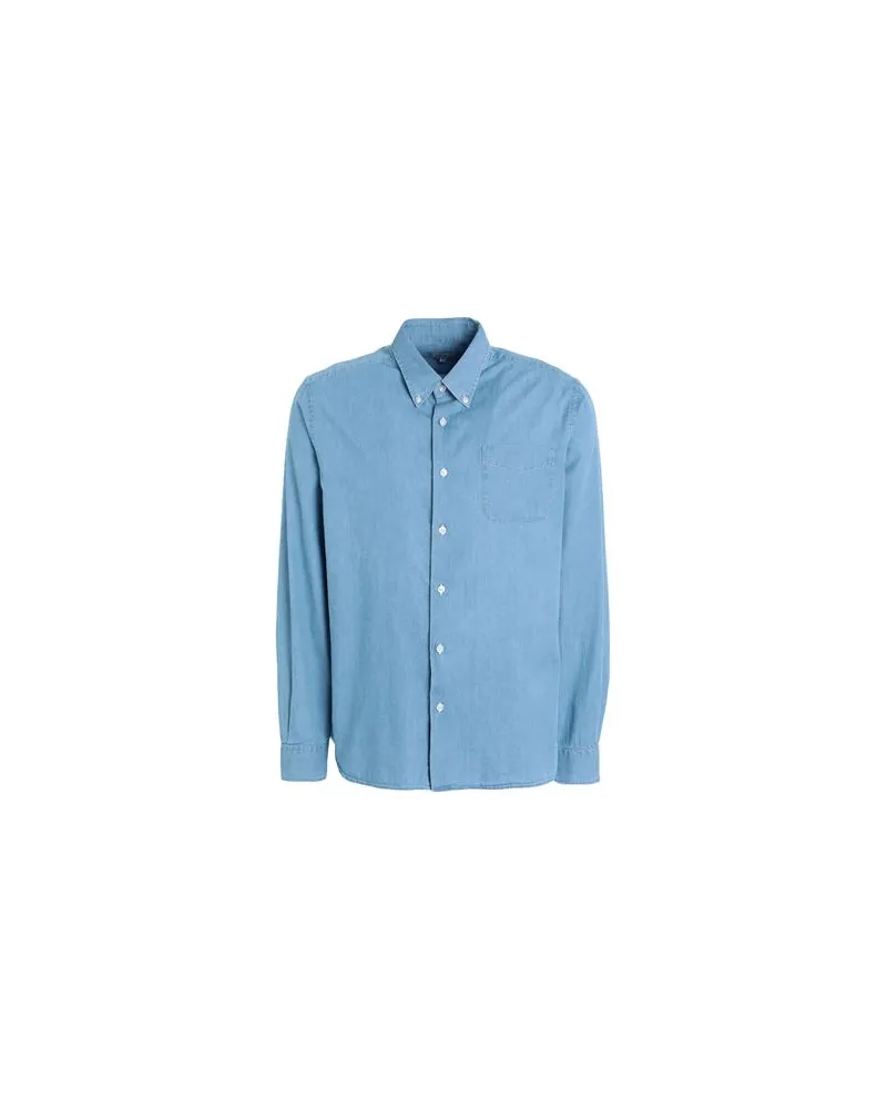 Woolrich CLASSIC INDIGO SHIRT   - TOPS - Hemdenauf YOOX.COM Hellblau