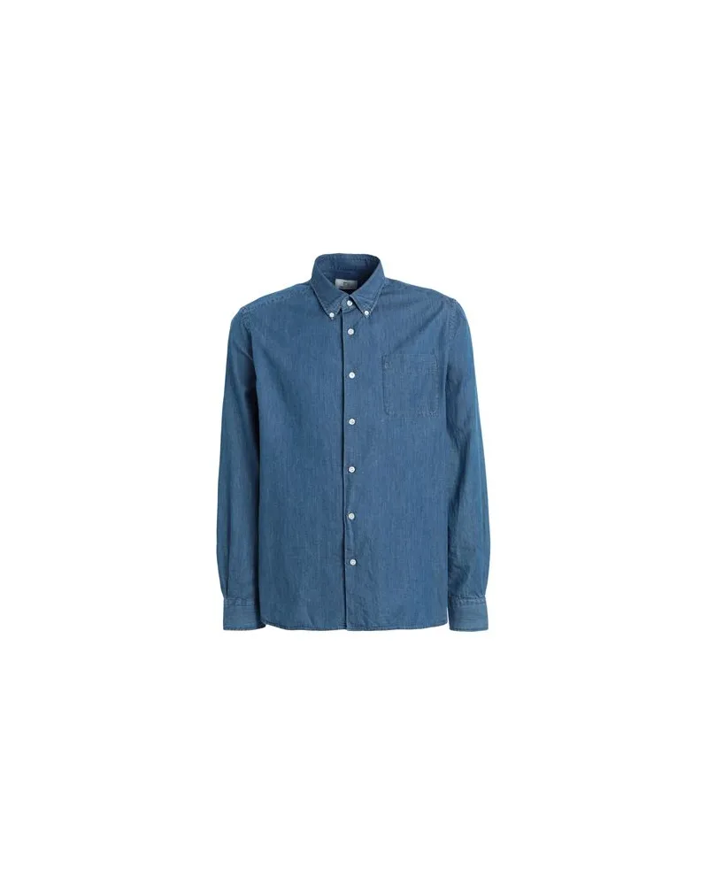 Woolrich CLASSIC INDIGO SHIRT   - TOPS - Hemdenauf YOOX.COM Taubenblau