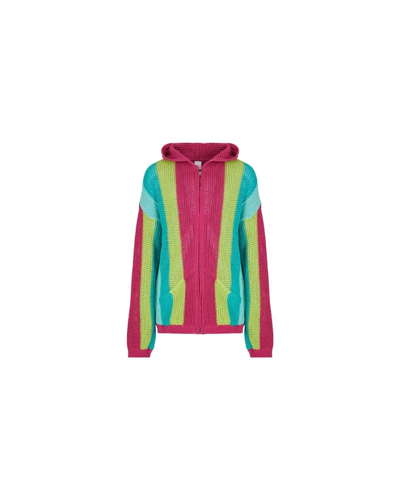 8 by Yoox COTTON-BLEND CROCHET STRIPED KNIT JUMPER  - STRICKWAREN - Strickjackenauf YOOX.COM Magenta