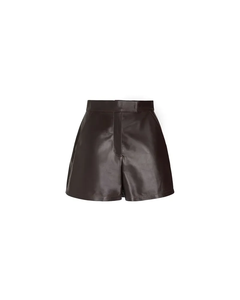 8 by Yoox LEATHER HIGH-WAIST BERMUDA SHORTS  - HOSEN & RÖCKE - Shorts & Bermudashortsauf YOOX.COM Schokobraun