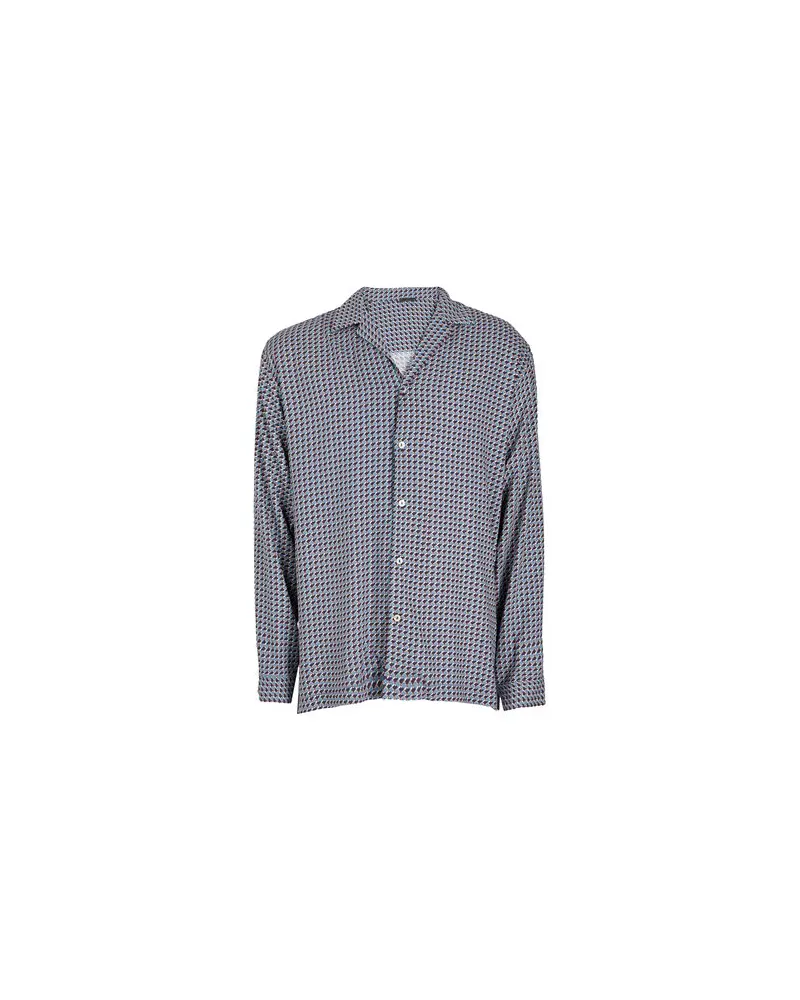 8 by Yoox PRINTED VISCOSE FLUID SHIRT  - TOPS - Hemdenauf YOOX.COM Blaugrau