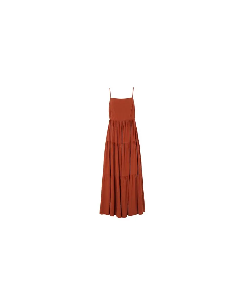 8 by Yoox LINEN BLEND FLOUNCE LOOSE-FIT LONG DRESS  - KLEIDER - Maxi-Kleiderauf YOOX.COM Ziegelrot