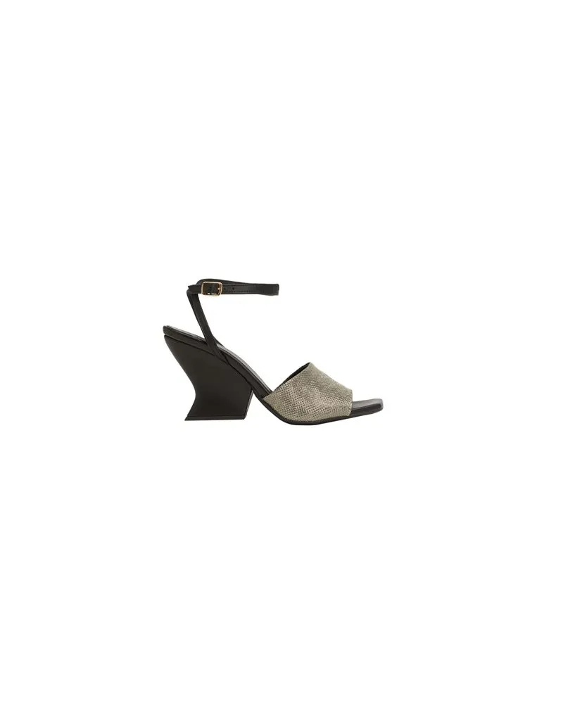 8 by Yoox GEOMETRIC HEEL LEATHER SANDALS   - SCHUHE - Sandalenauf YOOX.COM Platin