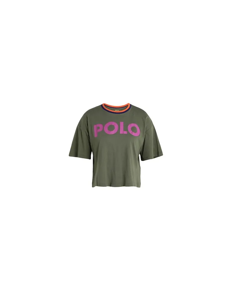 Ralph Lauren LOGO GRAPHIC CROPPED JERSEY TEE  - TOPS - T-shirtsauf YOOX.COM Militärgrün