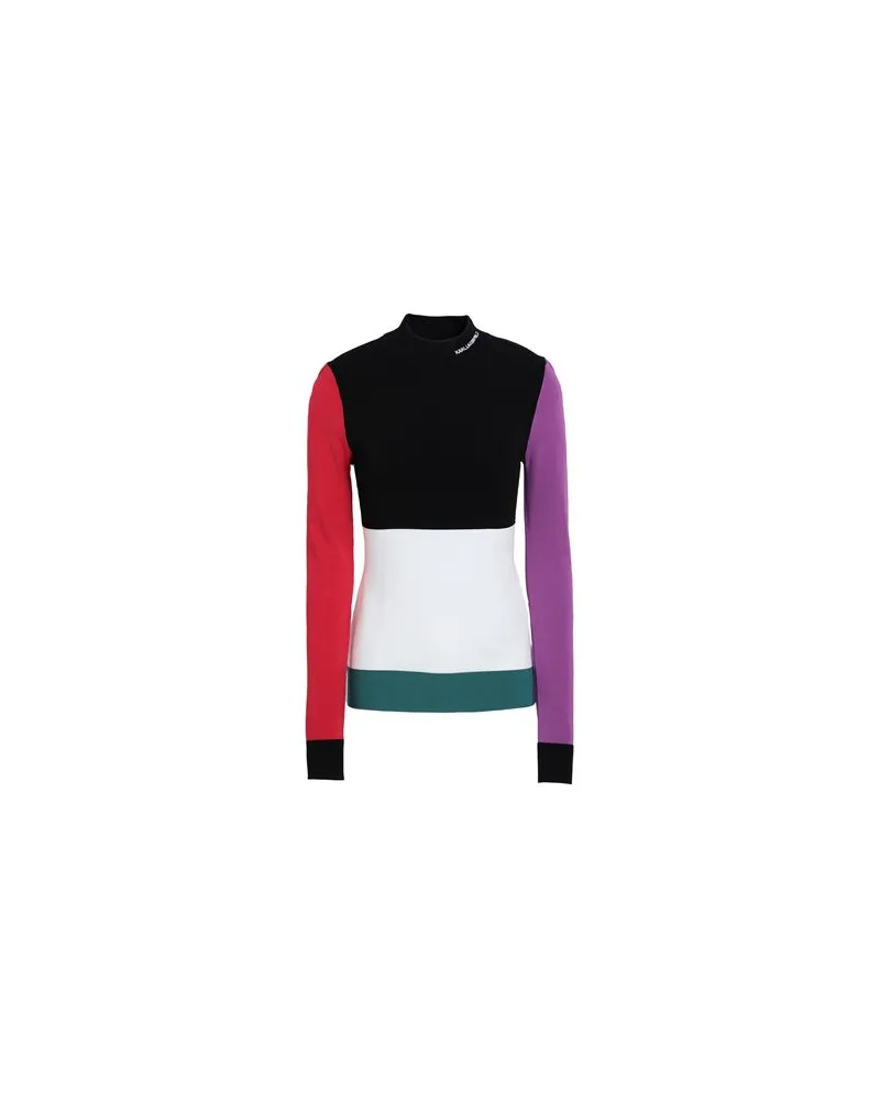 Karl Lagerfeld COLOUR BLOCK TURTLE NECK  - STRICKWAREN - Rollkragenpulloverauf YOOX.COM Schwarz