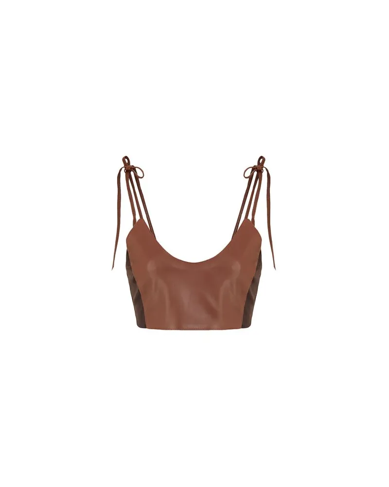 8 by Yoox LEATHER STRINGS BRALETTE TOP - TOPS - Topsauf YOOX.COM Braun