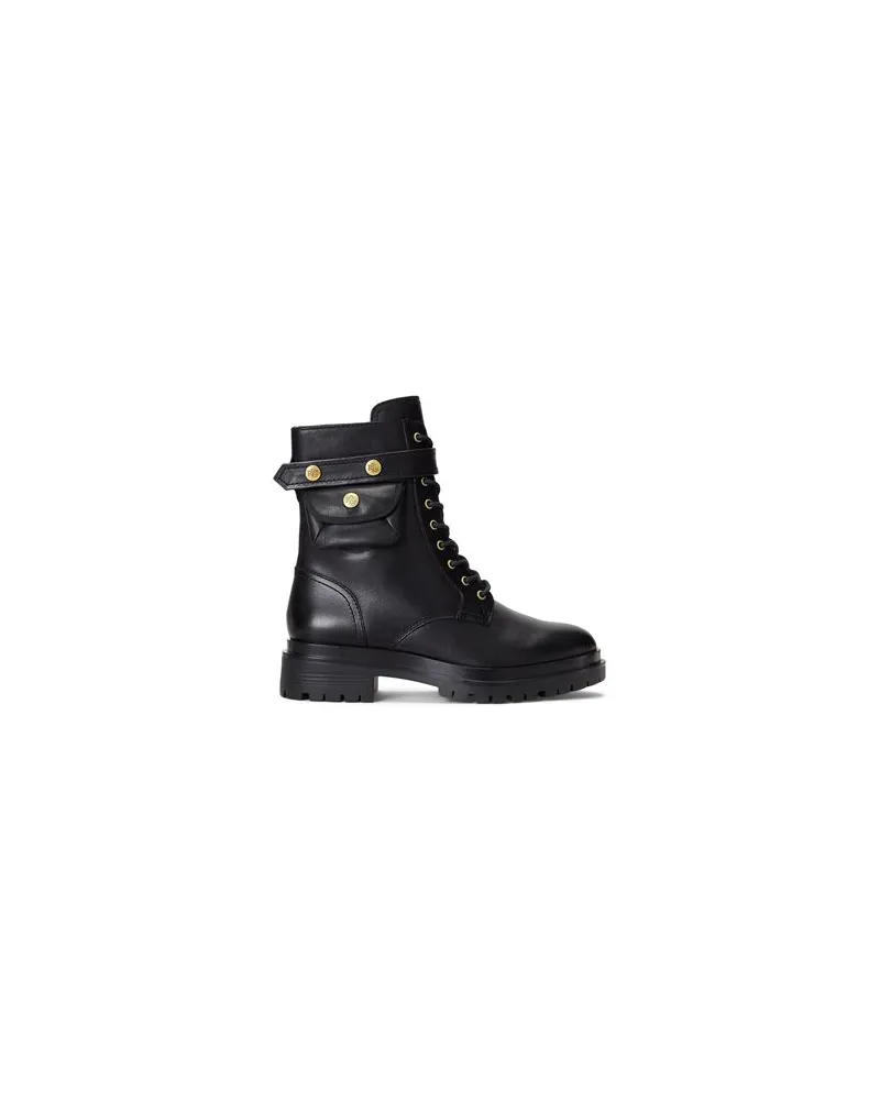 Ralph Lauren CAMMIE BURNISHED LEATHER BOOTIE  - SCHUHE - Stiefelettenauf YOOX.COM Schwarz