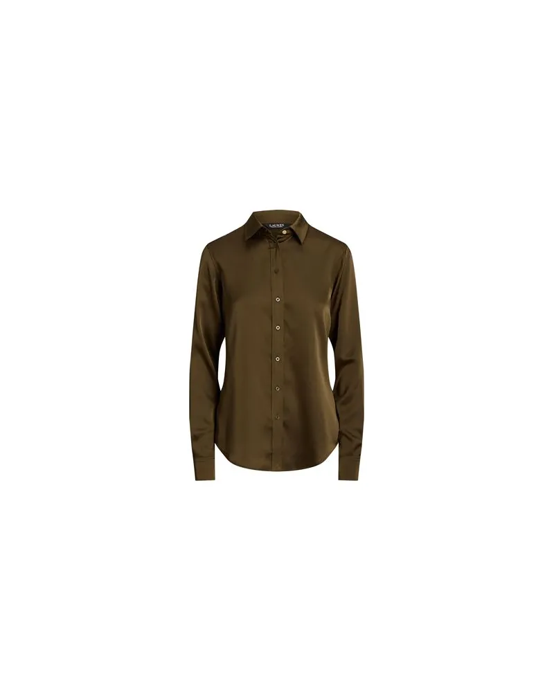 Ralph Lauren SATIN CHARMEUSE SHIRT  - TOPS - Hemdenauf YOOX.COM Militärgrün