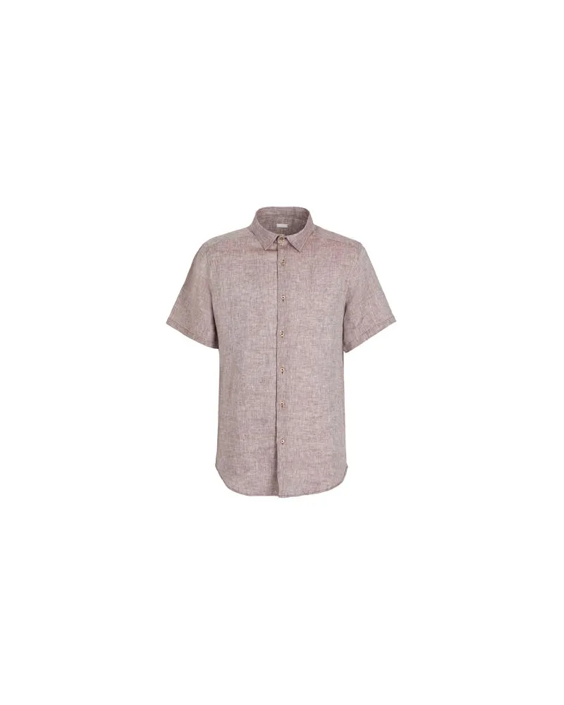 8 by Yoox LINEN SLEEVES REGULAR-FIT SHIRT   - TOPS - Hemdenauf YOOX.COM Braun