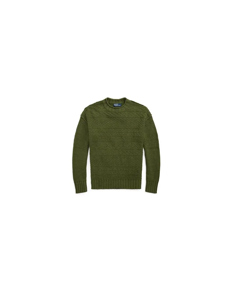 Ralph Lauren TEXTURED LINEN-COTTON SWEATER - STRICKWAREN - Pulloverauf YOOX.COM Militärgrün