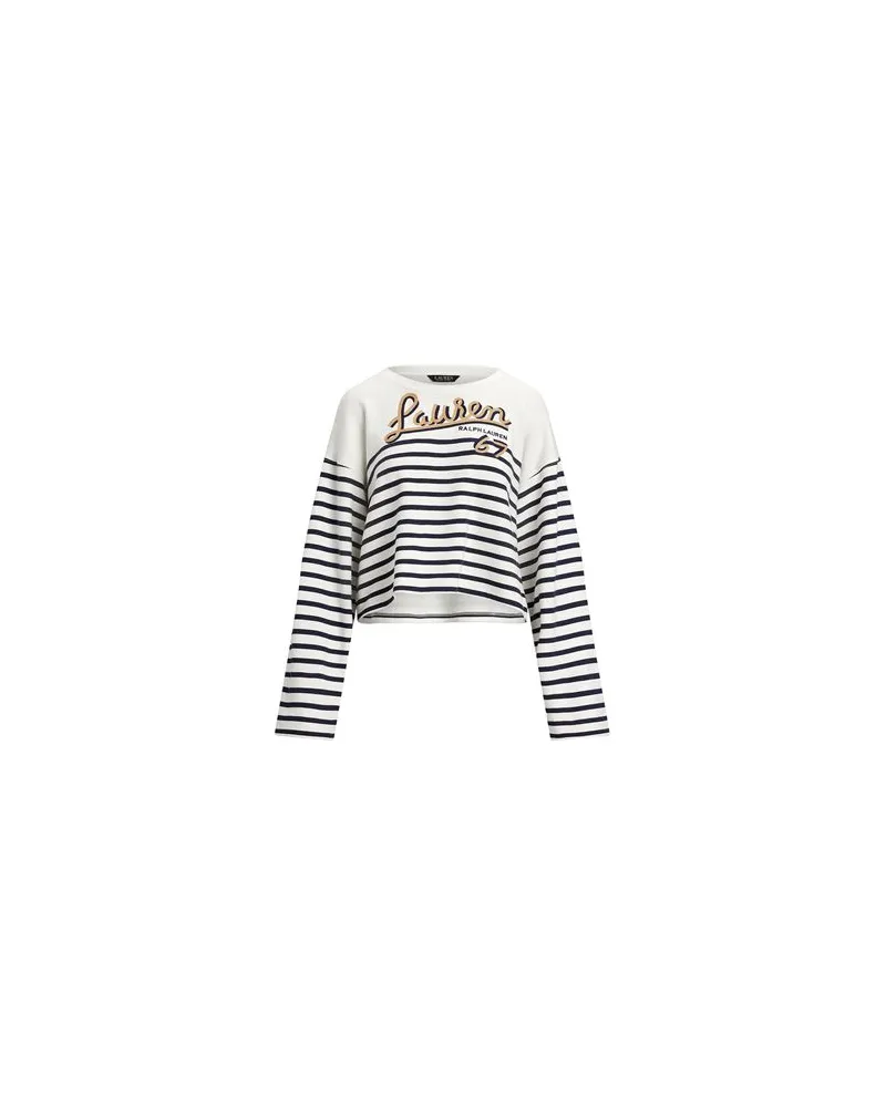 Ralph Lauren Striped French Terry Cropped Sweatshirt - TOPS - Sweatshirtsauf YOOX.COM Weiß